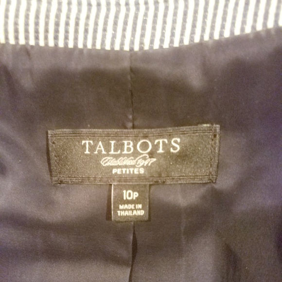 Talbots Navy and Cream Striped Blazer size 10P - Picture 5 of 6